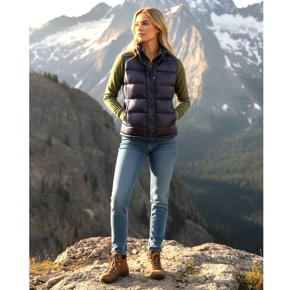 J. Crew Down Puffer Vest Shiny Navy Snap Up Zip Size Womens XS - Picture 11 of 11